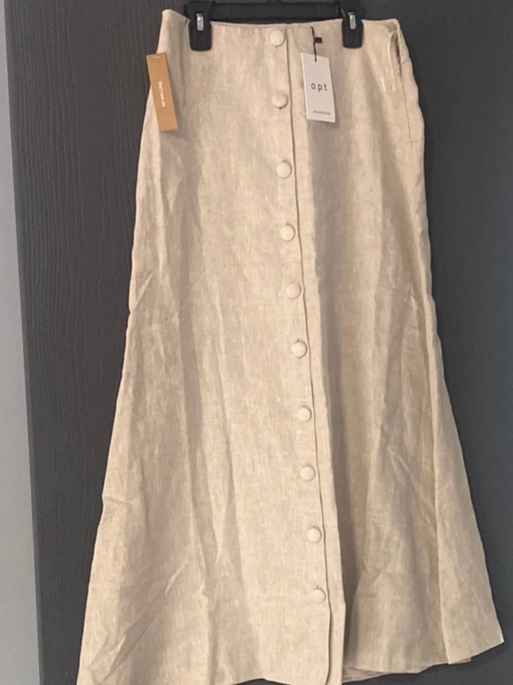 Few Moda O.P.T Classic Button-Front Linen Maxi Skirt in Natural - Picture 4 of 4